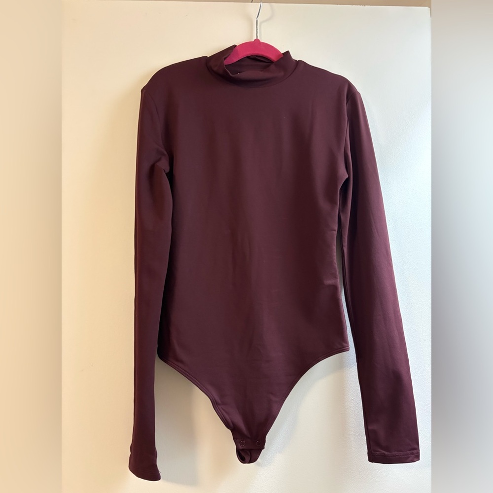 Aritzia Burgundy Long Sleeve Bodysuit
